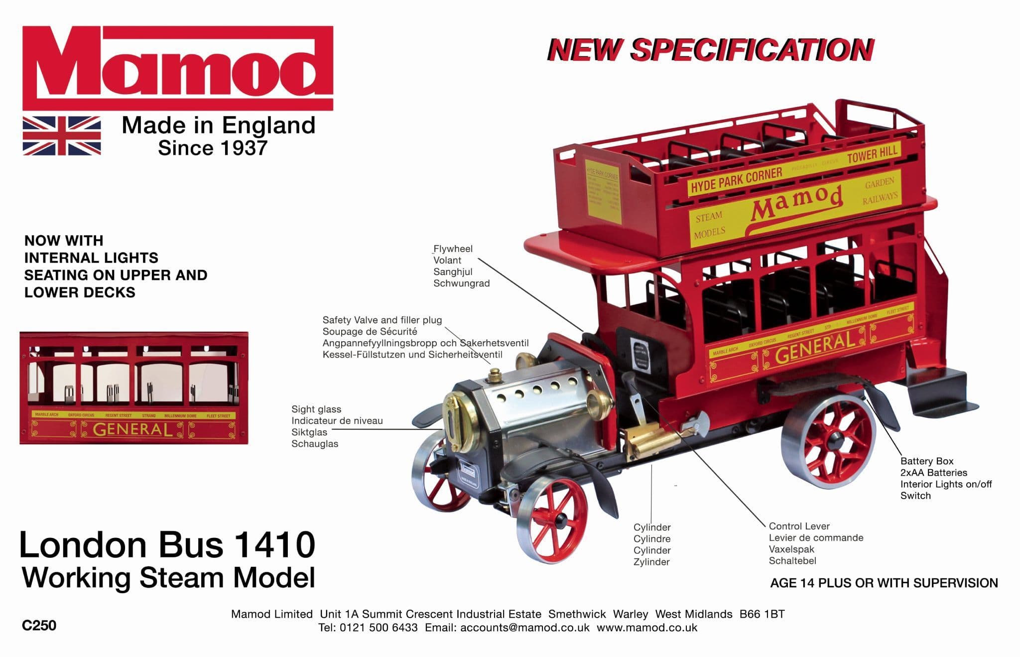 1410R Red London Bus (With Seats & Lights)